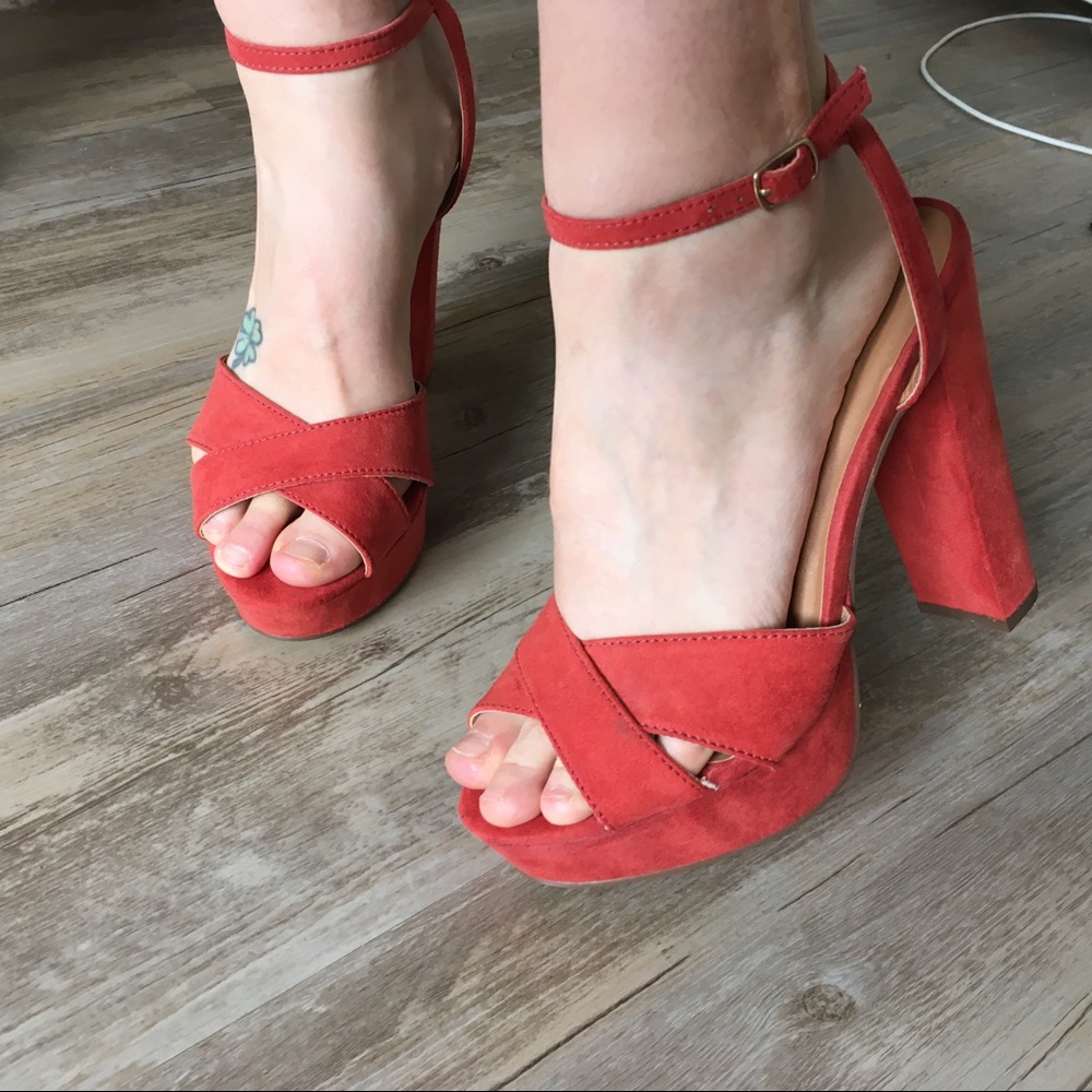 Rust Orange Platform Sandals - Picture 4 of 13
